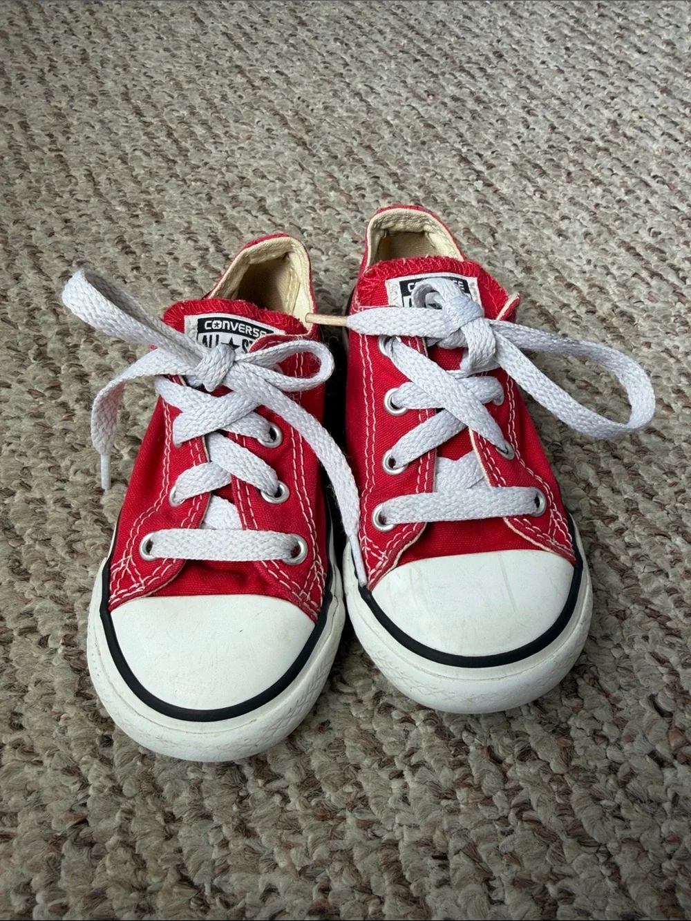 Converse Kids Red Canvas Low-Top Sneakers with White Laces